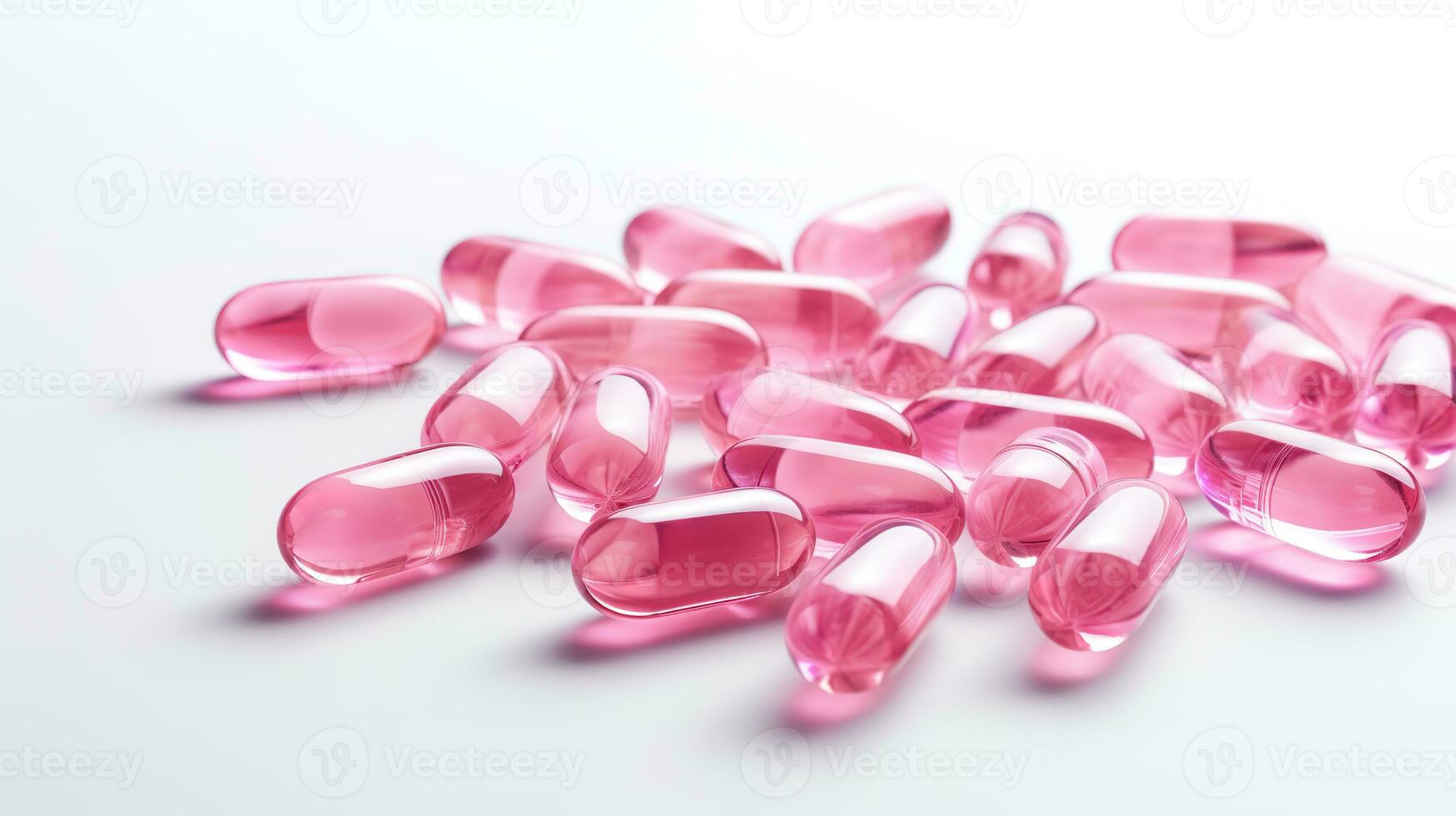 rosa transparent vitaminer på en ljus bakgrund foto