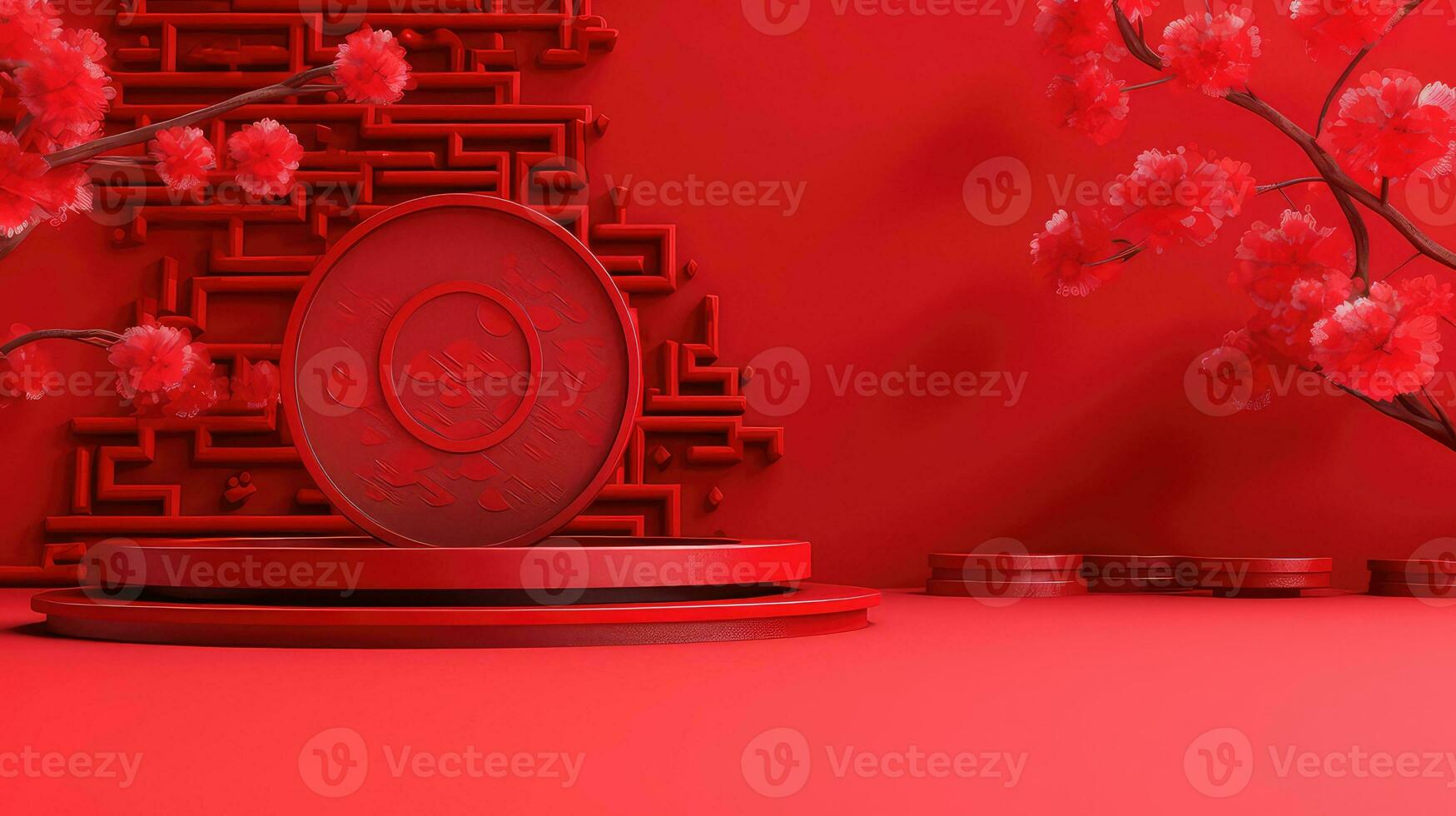 röd kinesisk lunar ny år bakgrund ai genererad foto