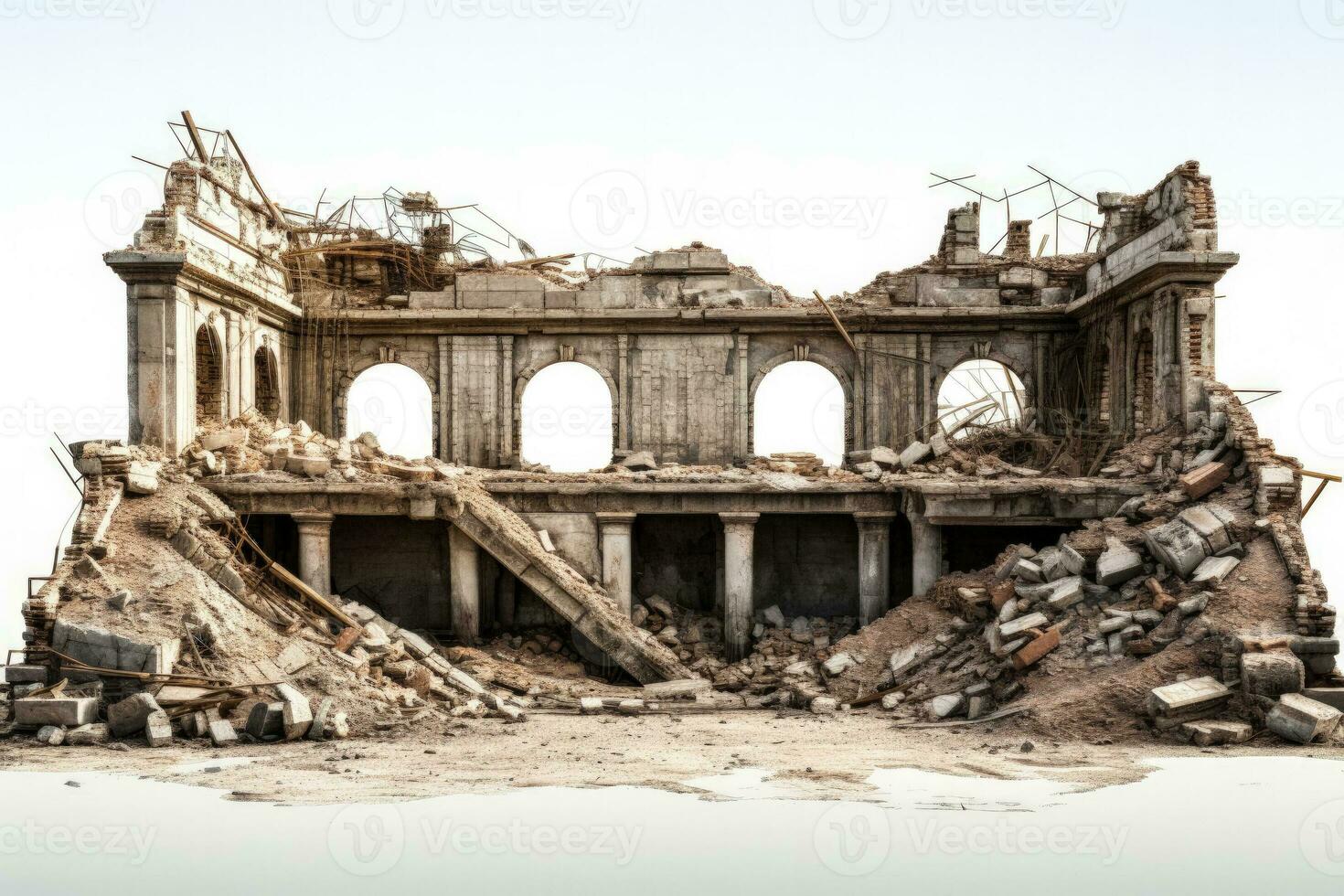 historisk byggnad ruiner posta rivning isolerat på en vit bakgrund foto