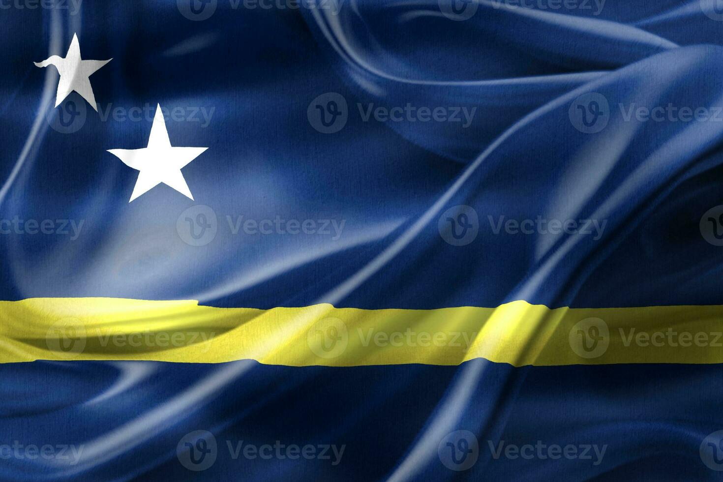 curacao flagga - realistiskt viftande tygflagga foto