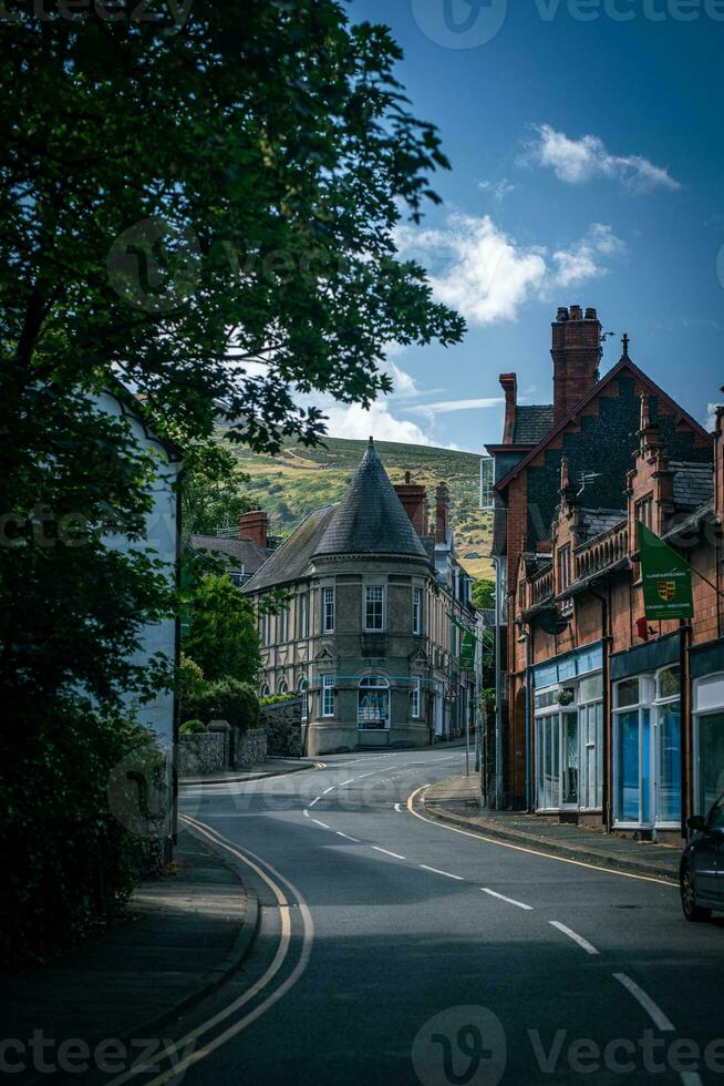 promenad genomgång de liten stad, gammal historisk byggnader, llanfairfechan, norr Wales, cymru, Storbritannien foto