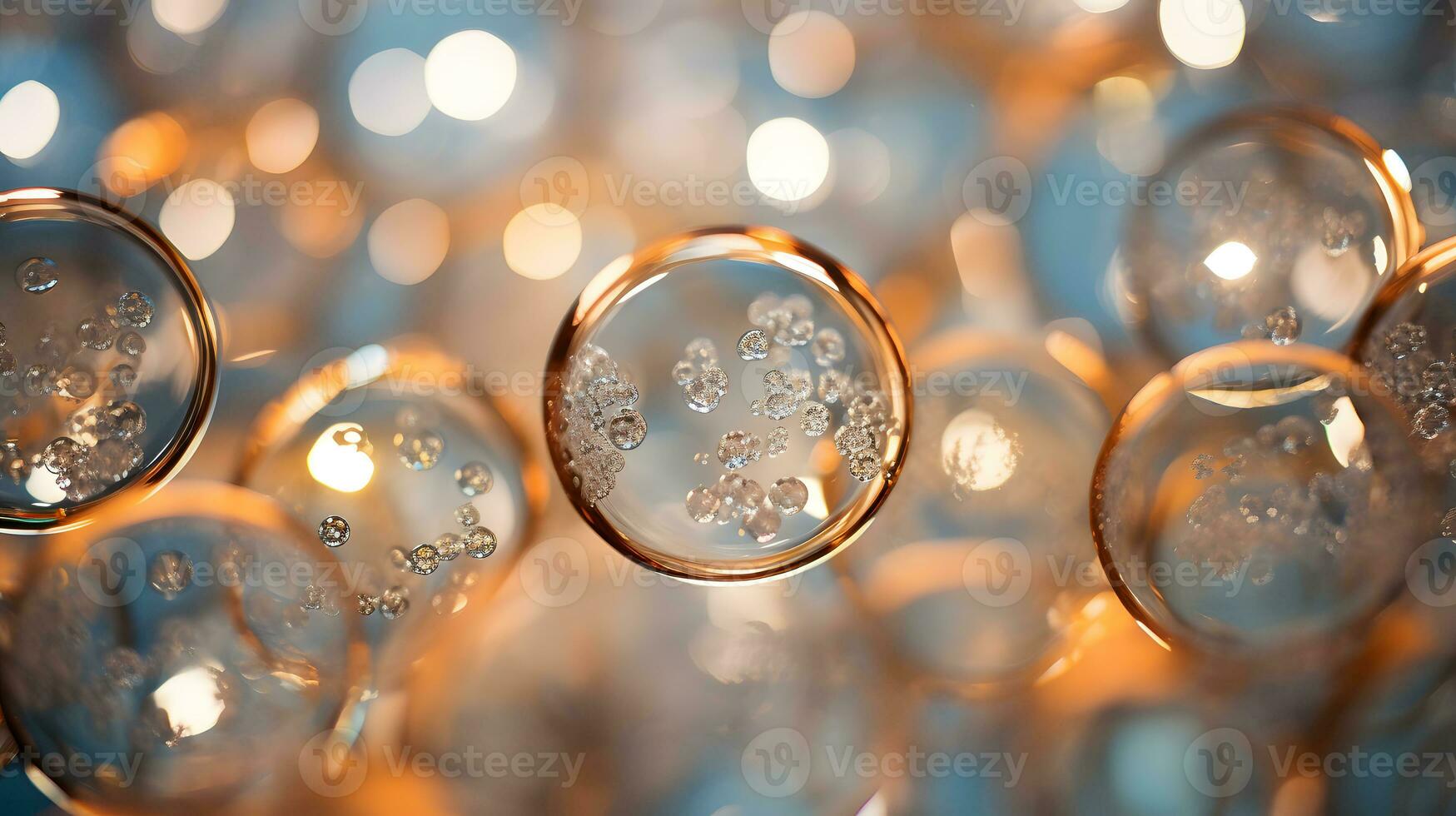 bubbla kluster upplyst gul ljus bakgrund bokeh foto
