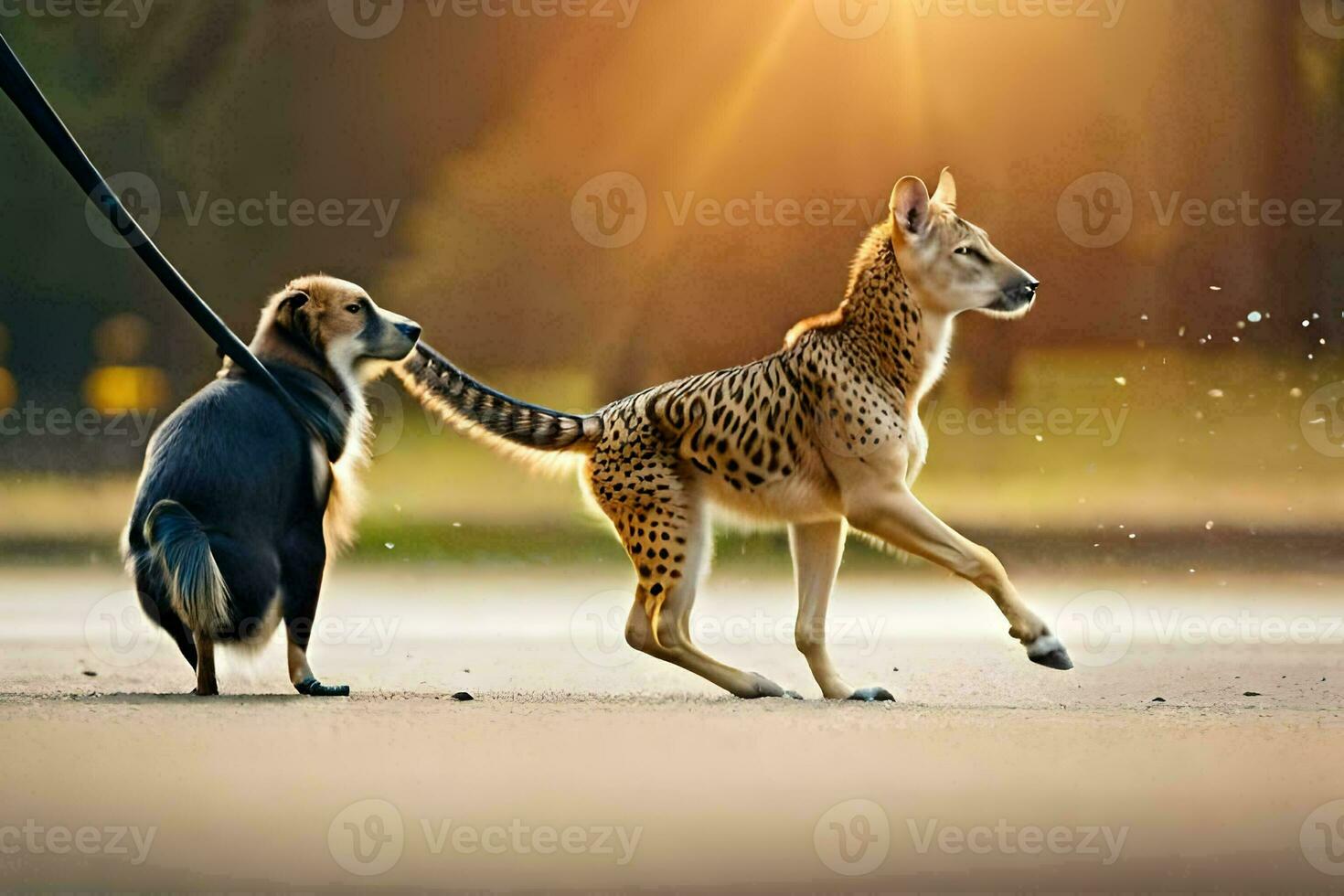 en gepard och en hund gående tillsammans. ai-genererad foto