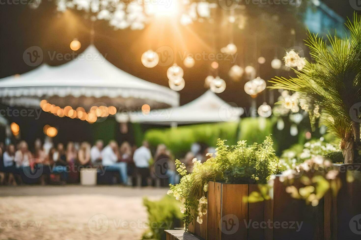 en bröllop reception med människor Sammanträde i stolar. ai-genererad foto