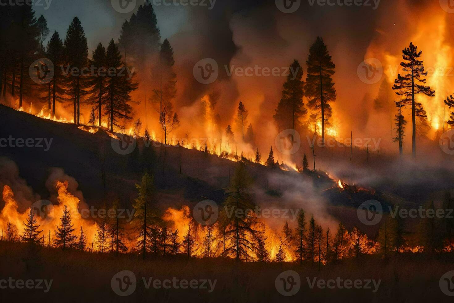 en löpeld brännskador i de skog. ai-genererad foto