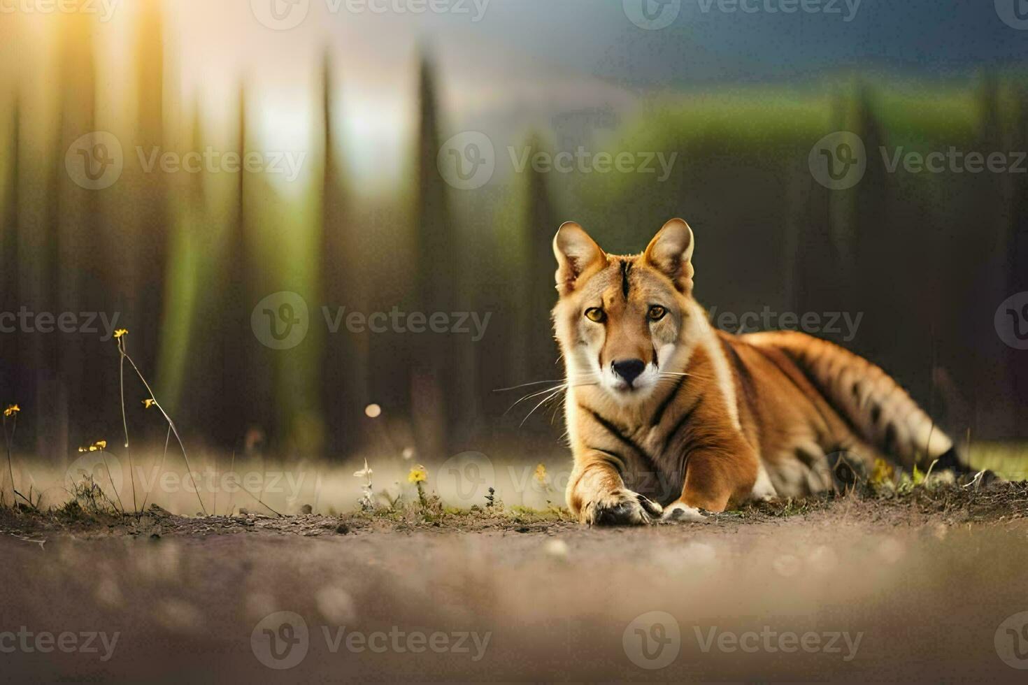 en tiger om i de gräs. ai-genererad foto