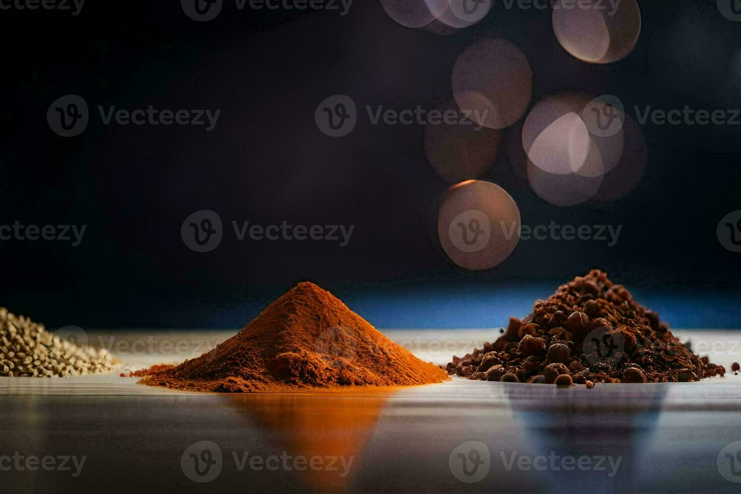 tre annorlunda typer av kryddor är visad. ai-genererad foto