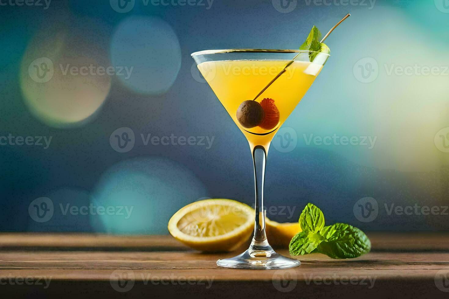 cocktail på en trä- tabell. ai-genererad foto