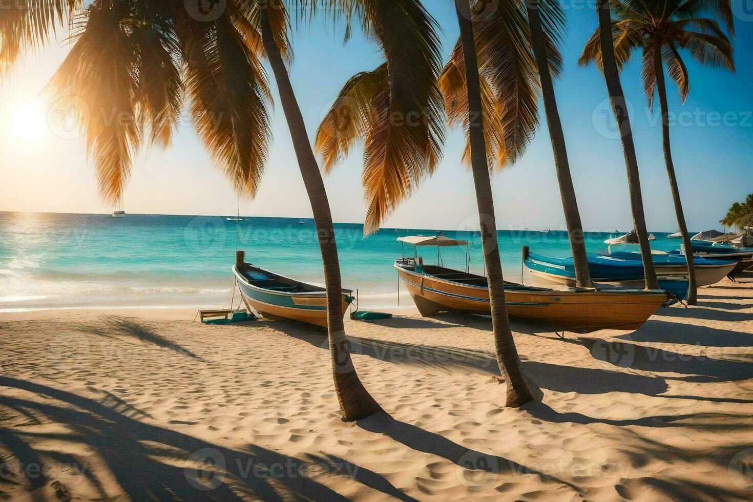 de strand i de morgon. ai-genererad foto