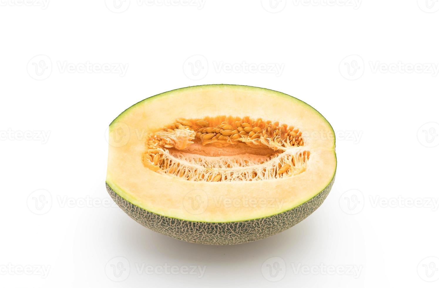 cantaloupmelon på vit bakgrund foto