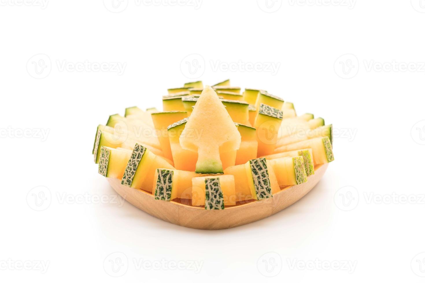 cantaloupmelon på vit bakgrund foto