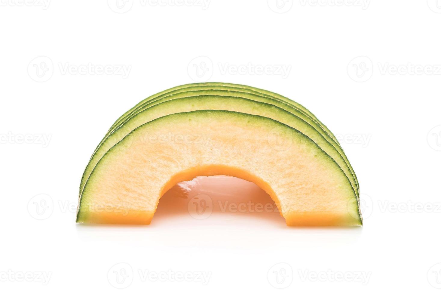 cantaloupmelon på vit bakgrund foto