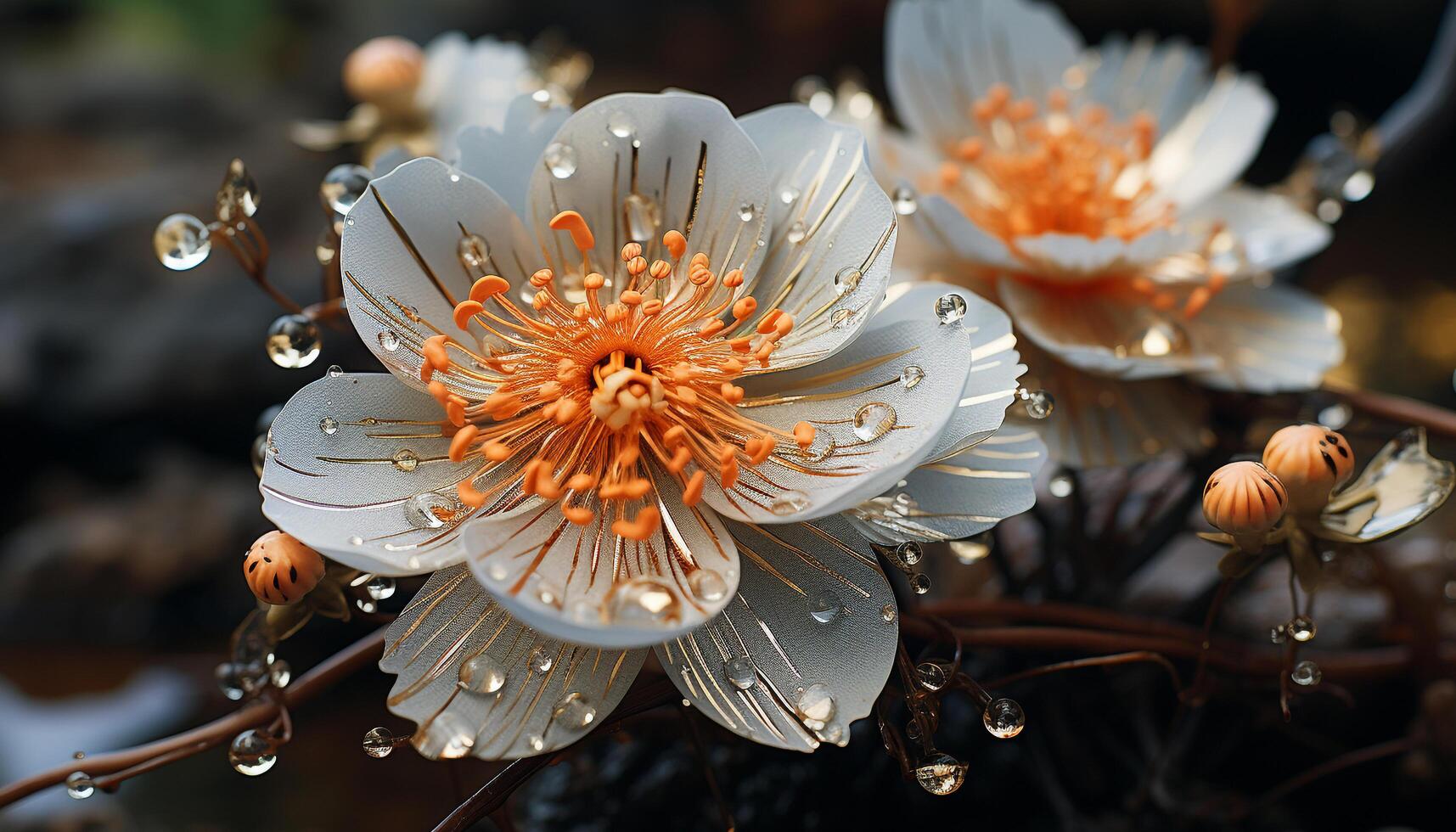 friskhet och skönhet i natur en stänga upp av en blomma genererad förbi ai foto