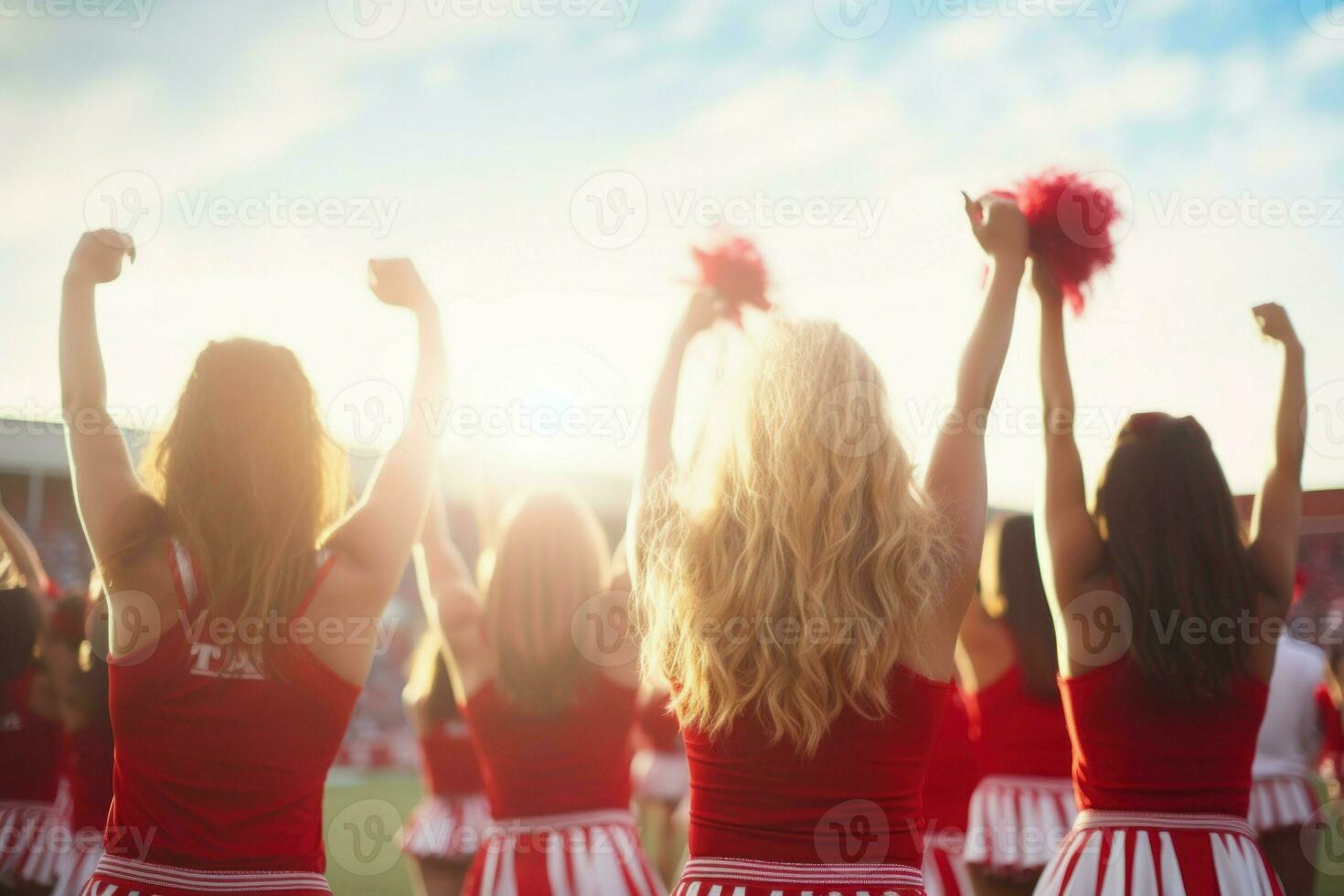 pigg cheerleaders glädjande spel. generera ai foto