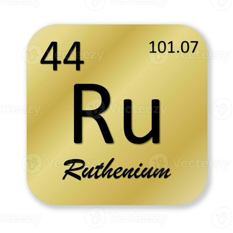 rutenium element isolerat i vit bakgrund foto