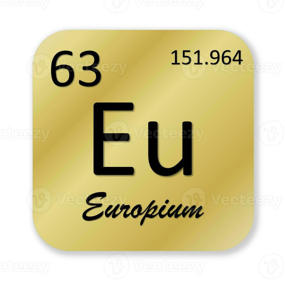 europium element isolerat i vit bakgrund foto
