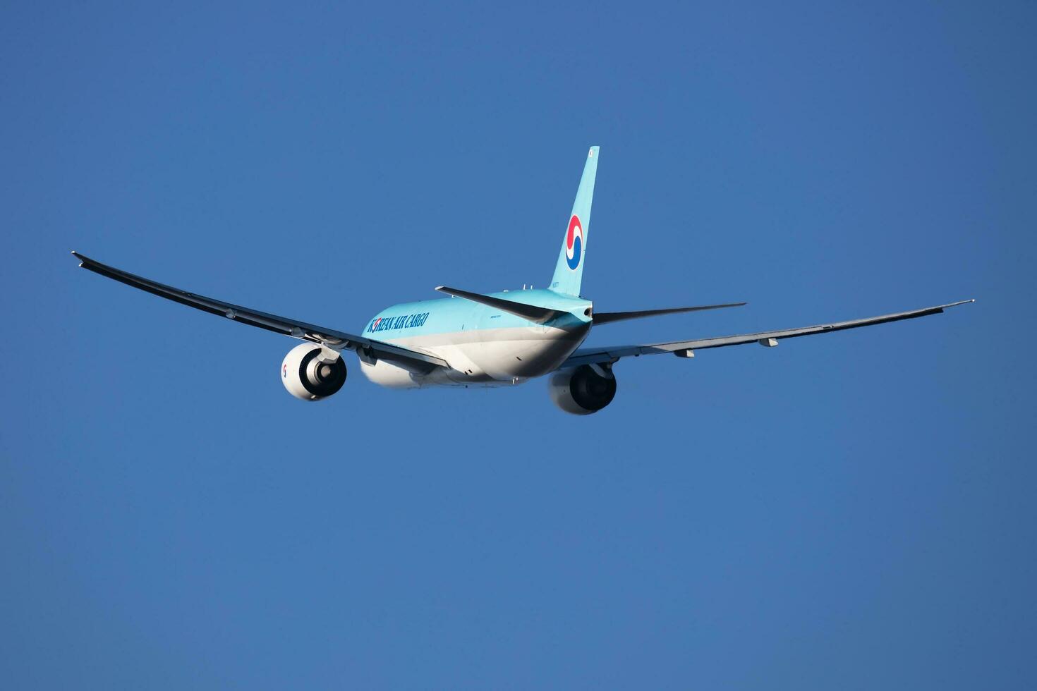 koreanska luft frakt plan på flygplats. luft frakt och frakt. flyg och flygplan. transport industri. global internationell transport. flyga och flygande. foto