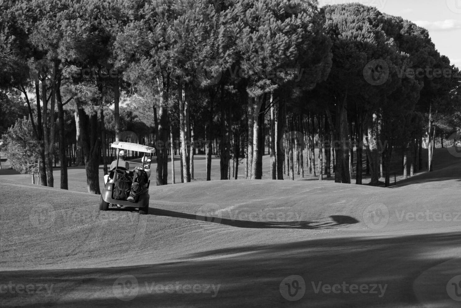 par i buggy på golf kurs foto