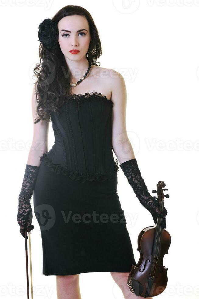 skön ung lady spela fiol foto