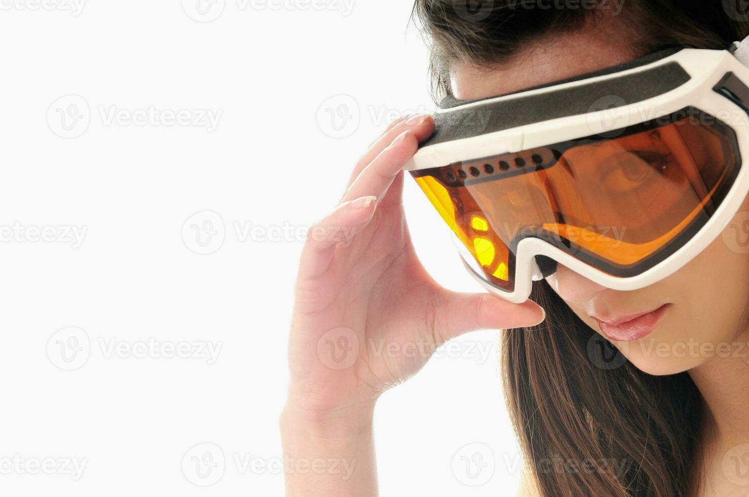 kvinna åka skidor glasögon foto