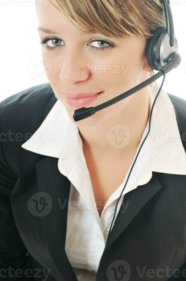 isolerat företag kvinna med headsetet foto
