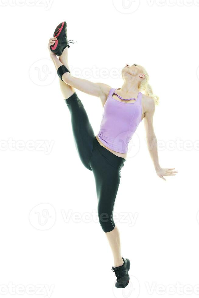 fitness och träning med blond kvinna foto