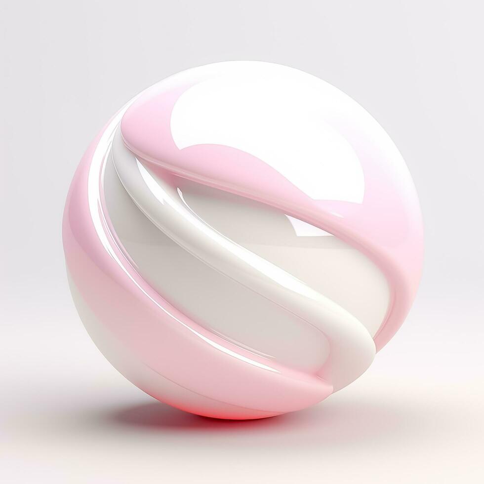 kub fascinerande spiral runda med subtil vågor och elegant konturer i rosa och vit , 3d framställa foto