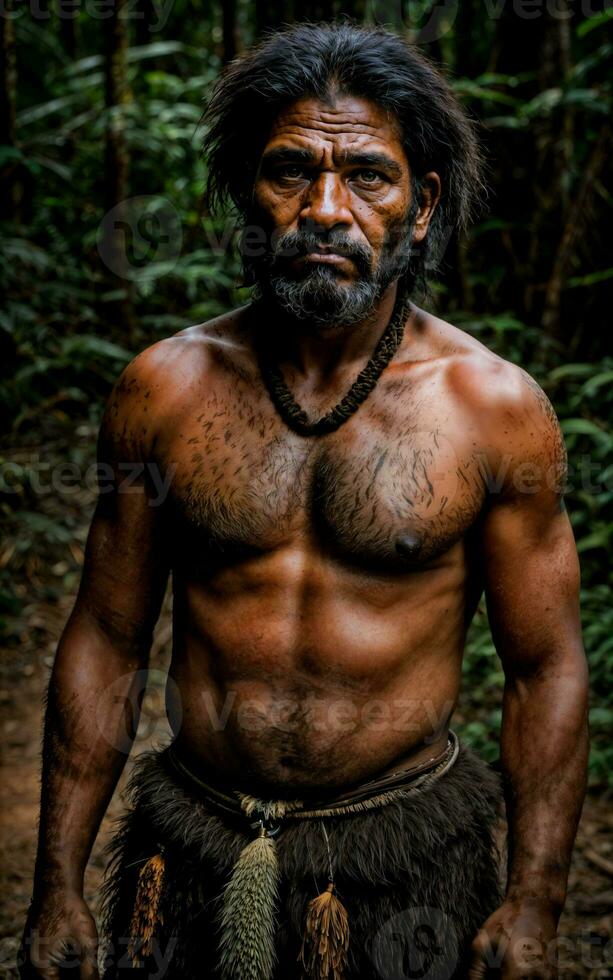 Foto av vilde barba stam- i de djungel , generativ ai