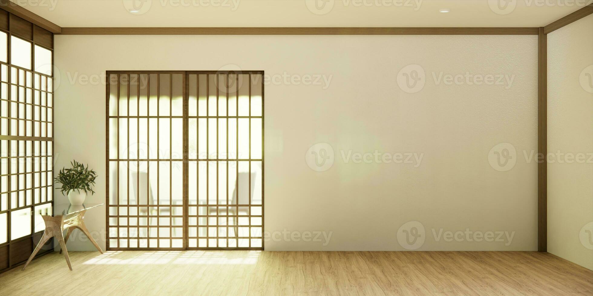de hall rena japansk minimalistisk rum interiör, 3d tolkning foto