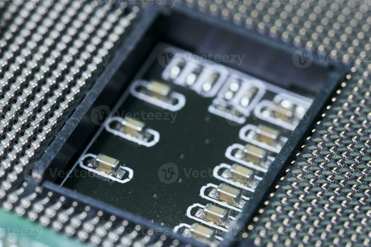 makrobild av dator mikrochip processor foto