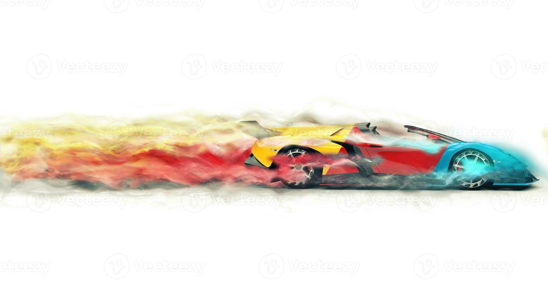 färgrik superbil - rök spår foto