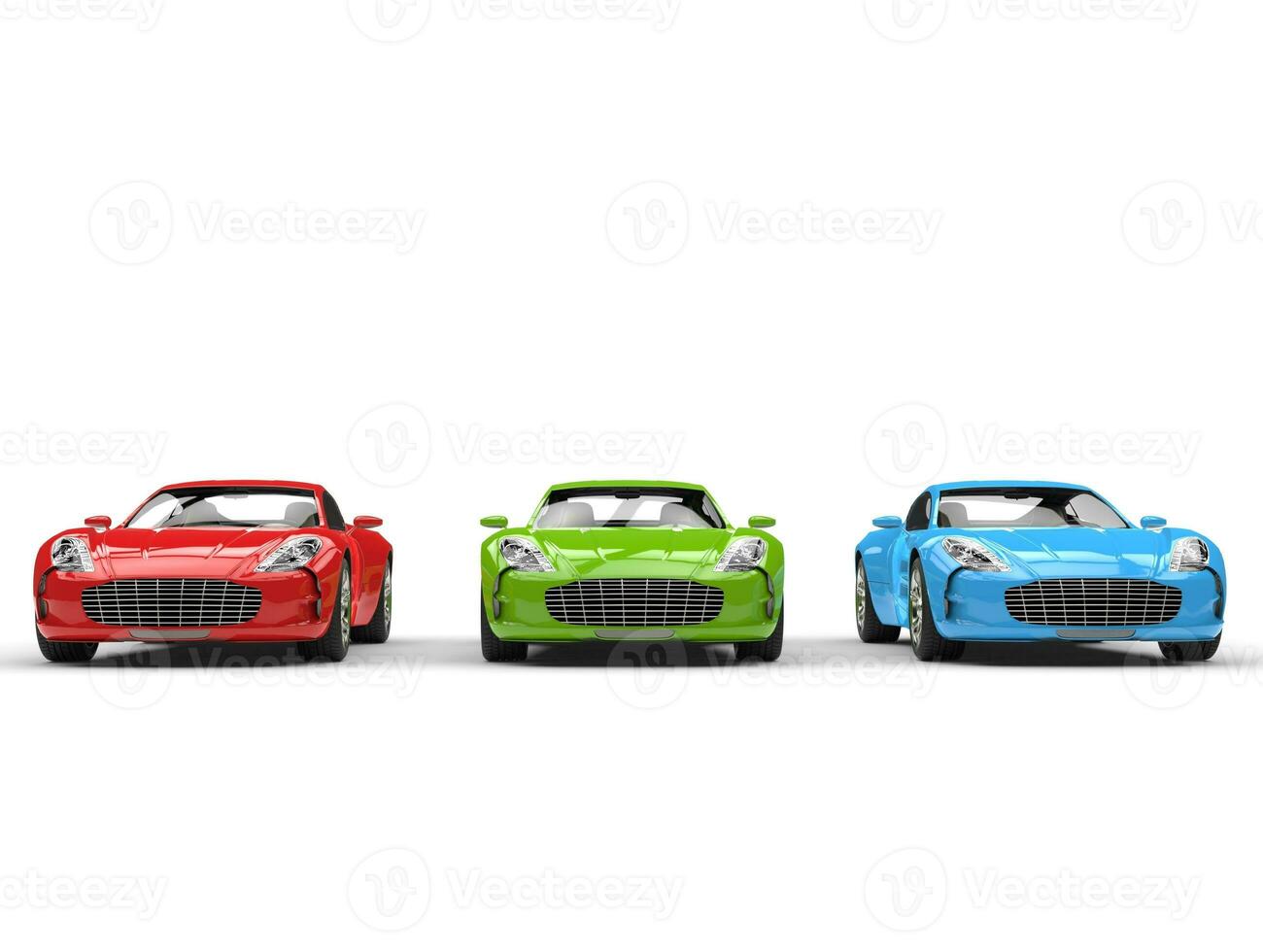 skön sporter bilar - röd, grön och blå - främre se foto