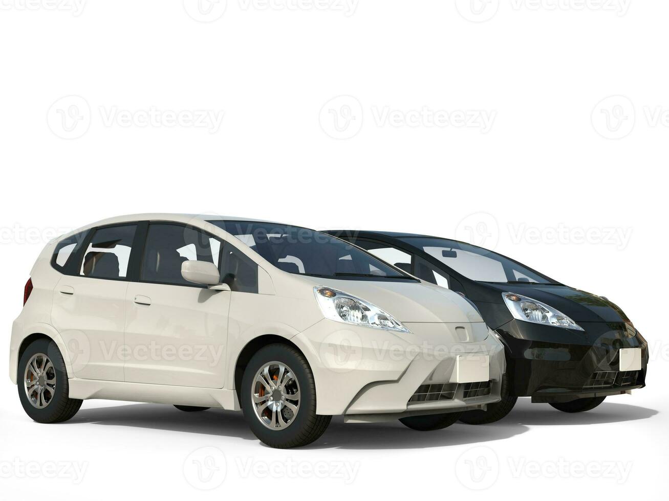 svart och vit modern kompakt bilar - på vit bakgrund foto
