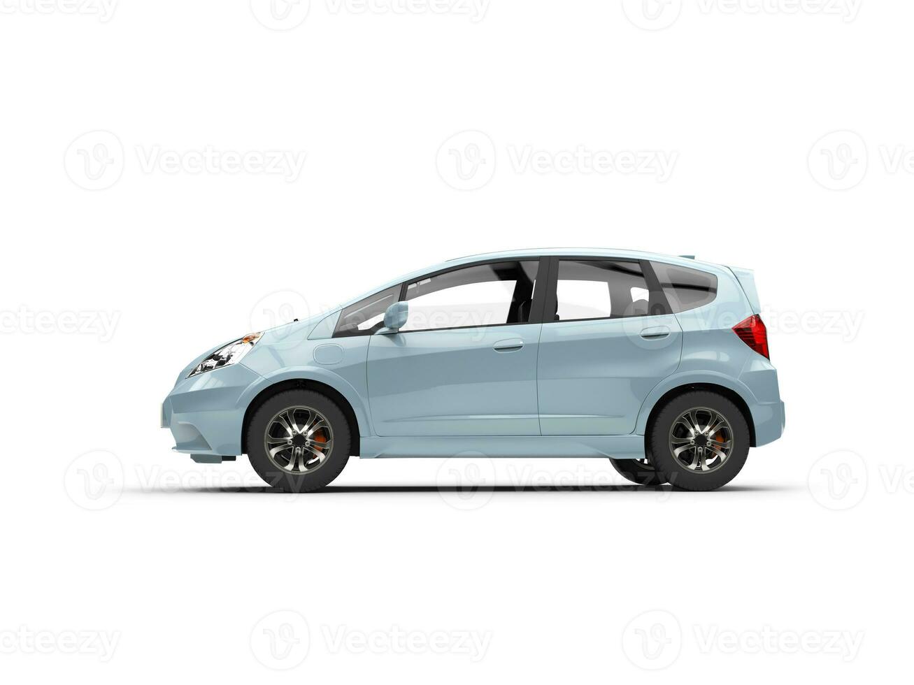 blek blå metallisk modern kompakt bil - sida se foto