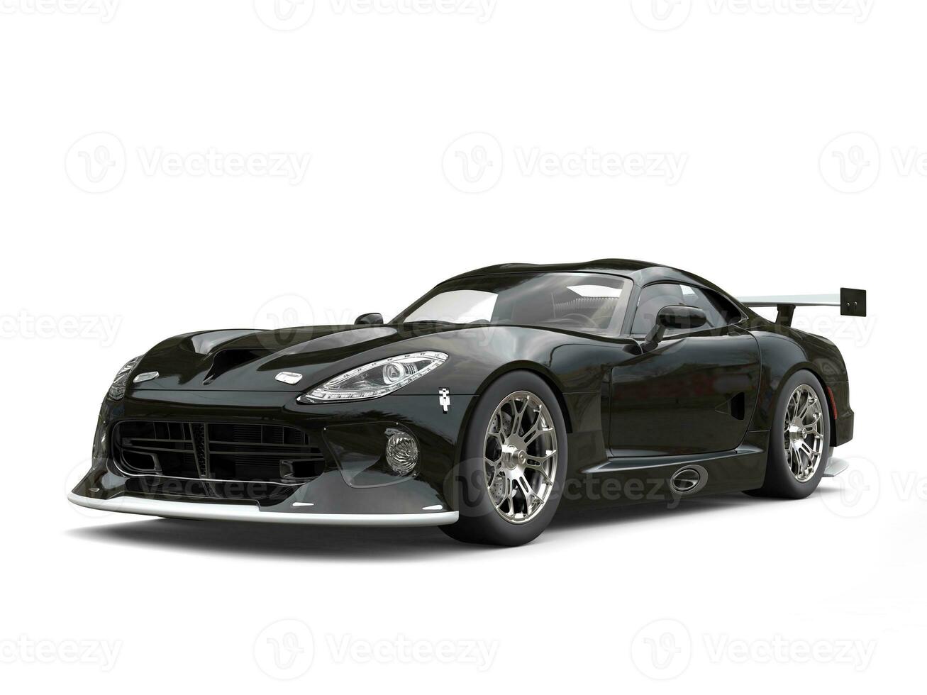 lustig svart modern snabb superbil - studio skott - 3d illustration foto
