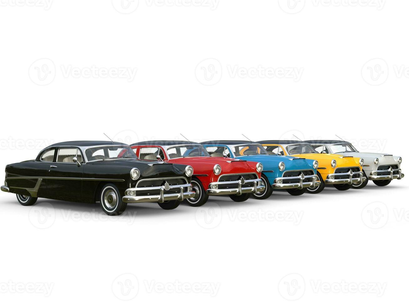 magnifik årgång bilar i annorlunda färger foto