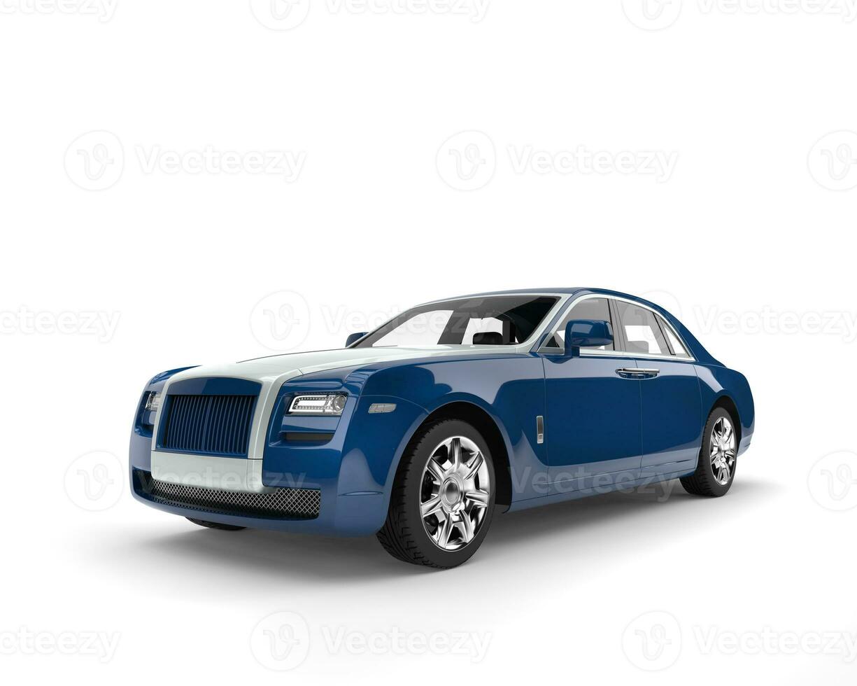mörk blå modern företag bil med vit huva foto