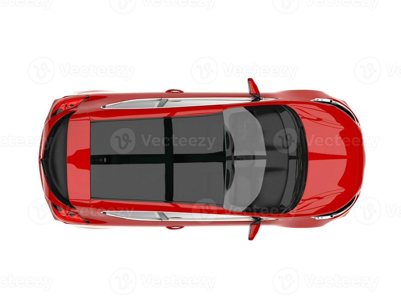 brand röd modern elektrisk bil - topp ner se foto