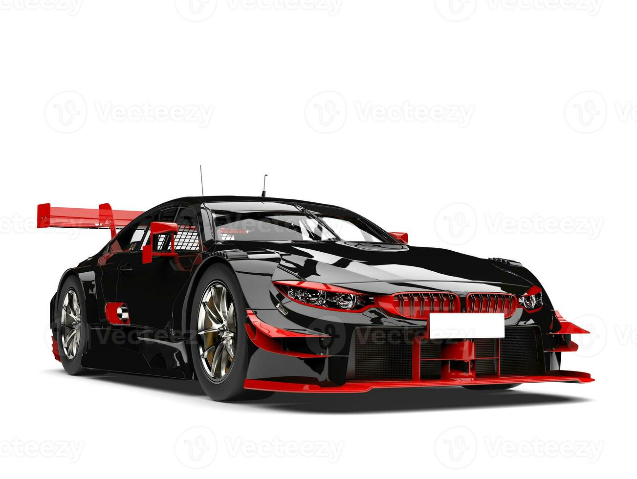 Fantastisk mörk tävlings bil med röd detaljer foto