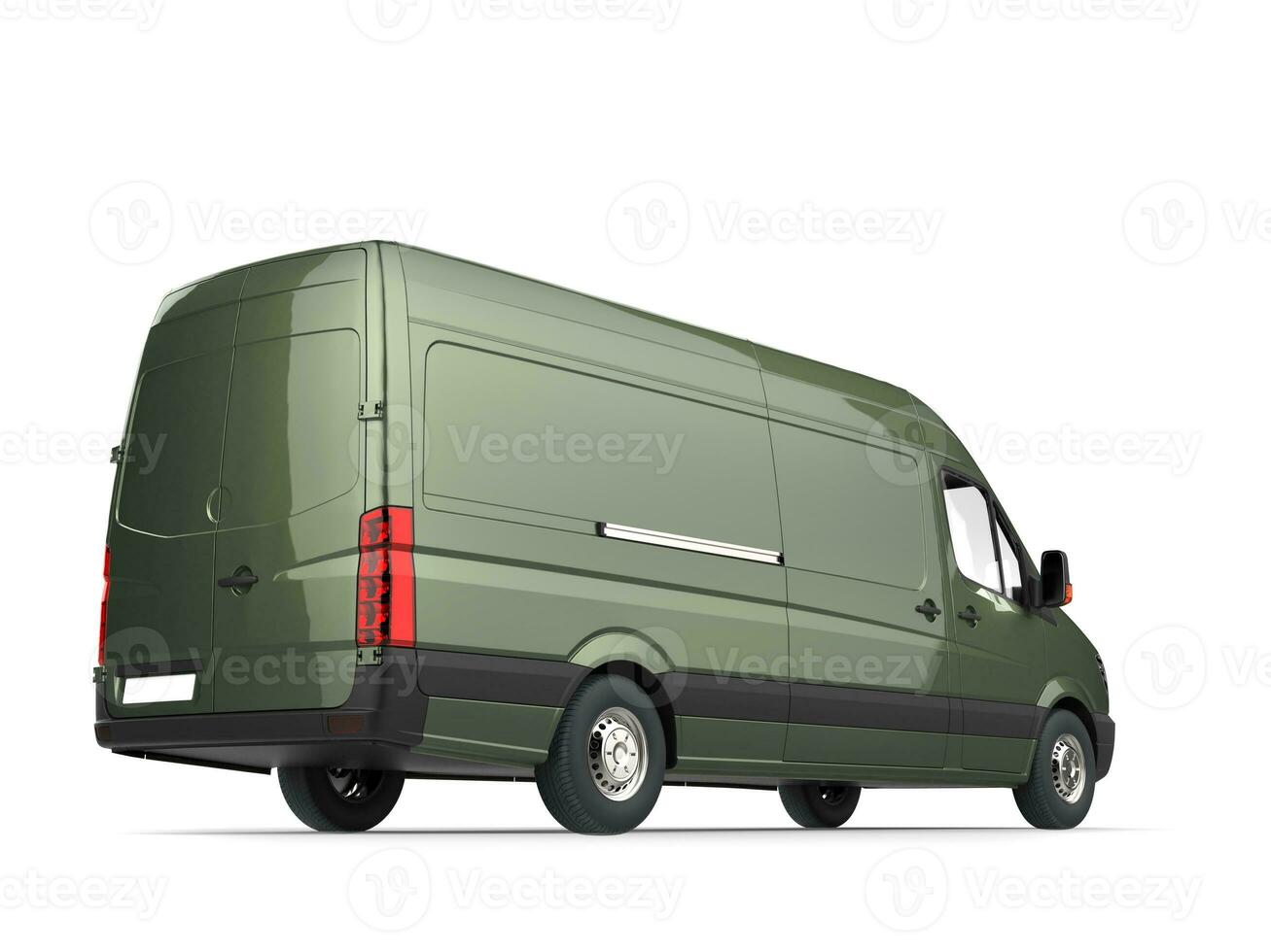 metallisk grön modern leverans skåpbil - tillbaka se foto