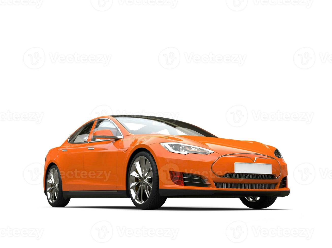 färsk orange modern elektrisk sporter bil - studio skott foto