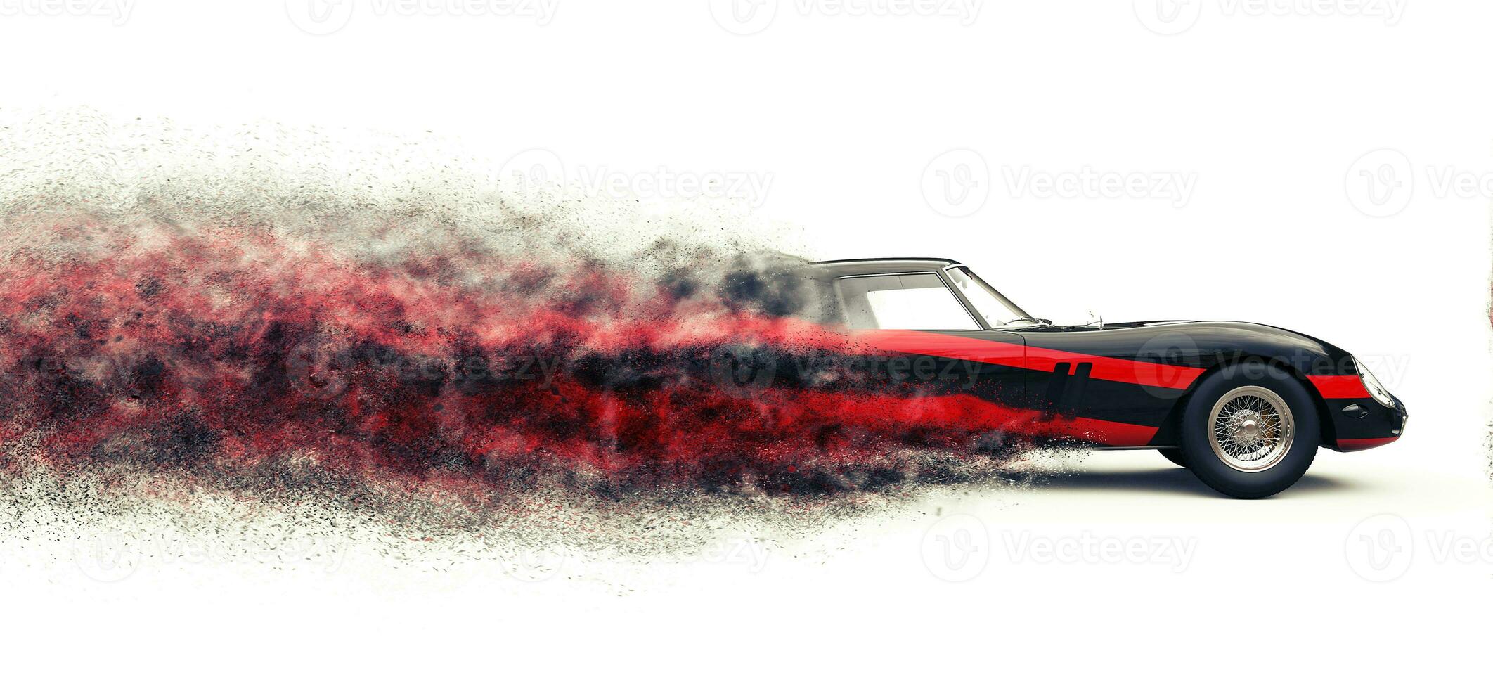 årgång svart sporter bil med röd Ränder - partikel spår effekt foto