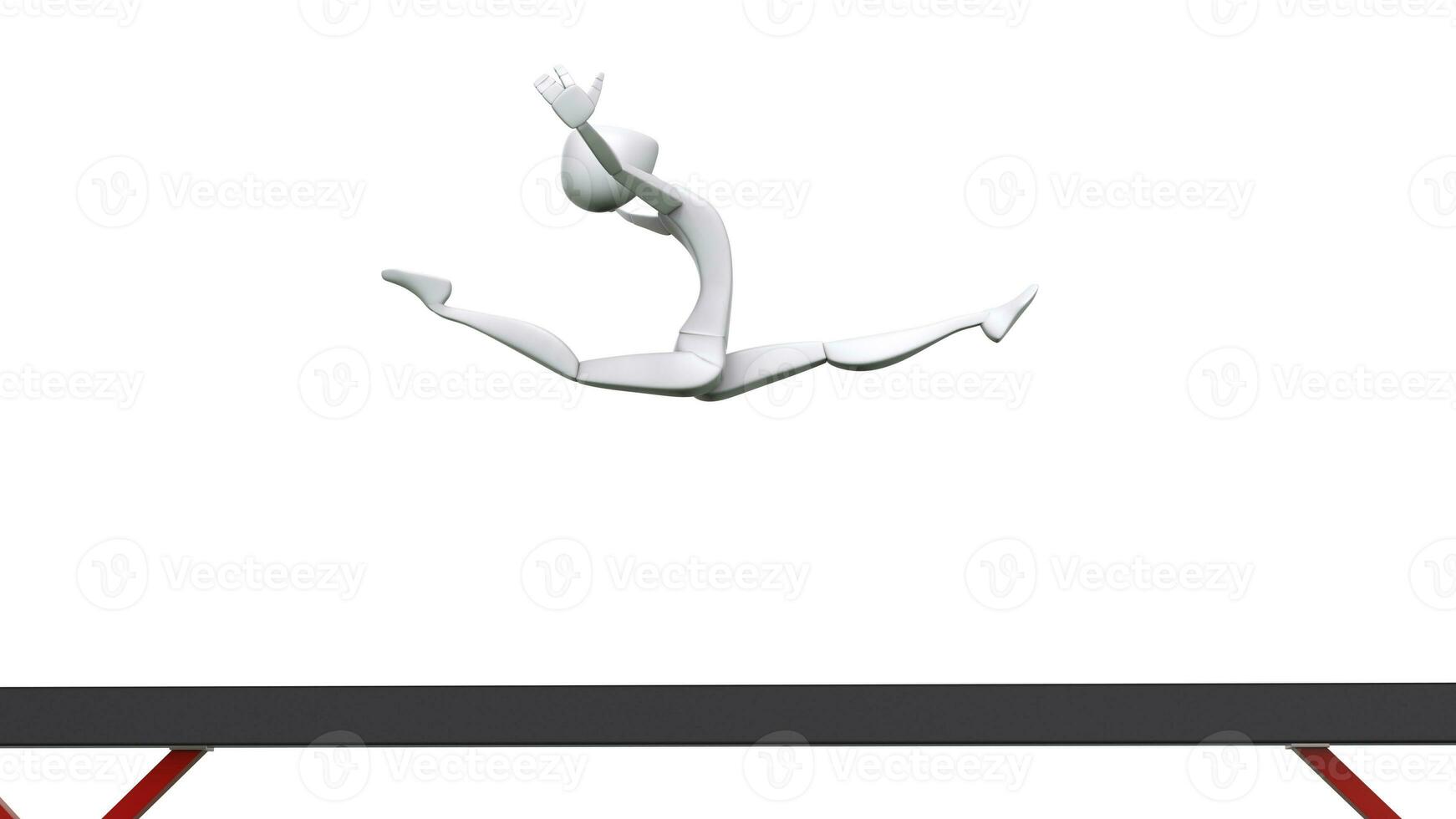 gymnast flicka - dela hoppa - balans stråle - 3d illustration foto