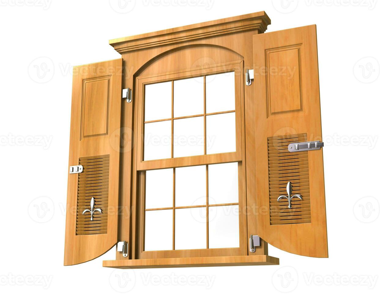 trä- fönster med dörrar - låg vinkel foto