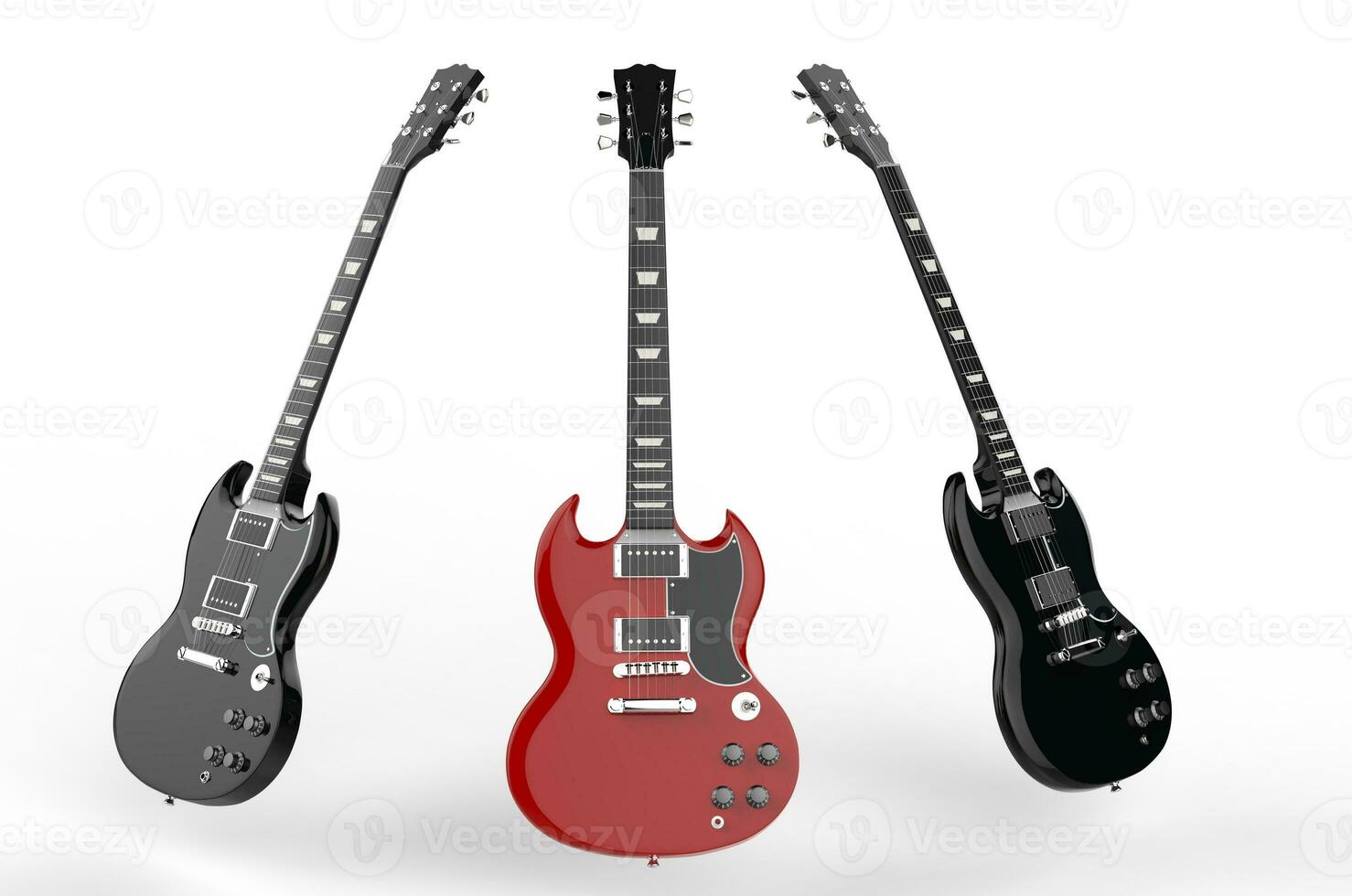 svart och röd elektrisk gitarrer foto