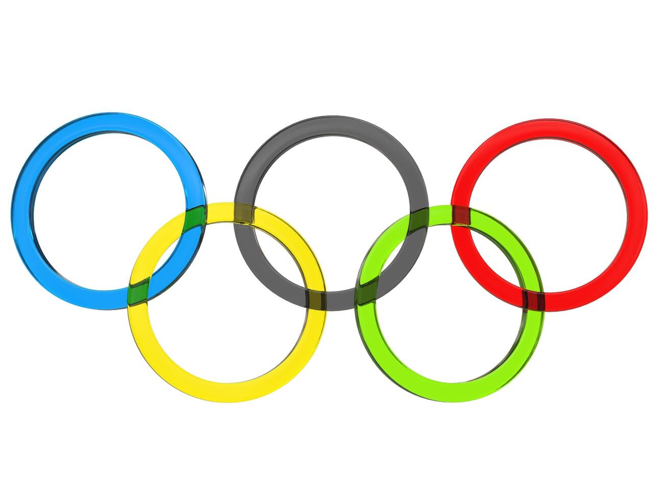 olympic ringar tillverkad av glas - 3d illustration foto