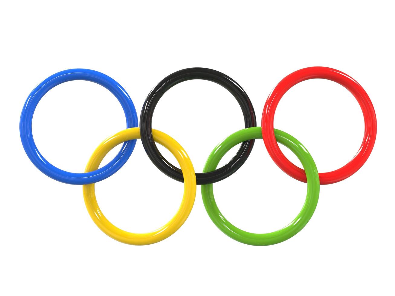 olympic spel ringar - glansig Avsluta - 3d illustration foto