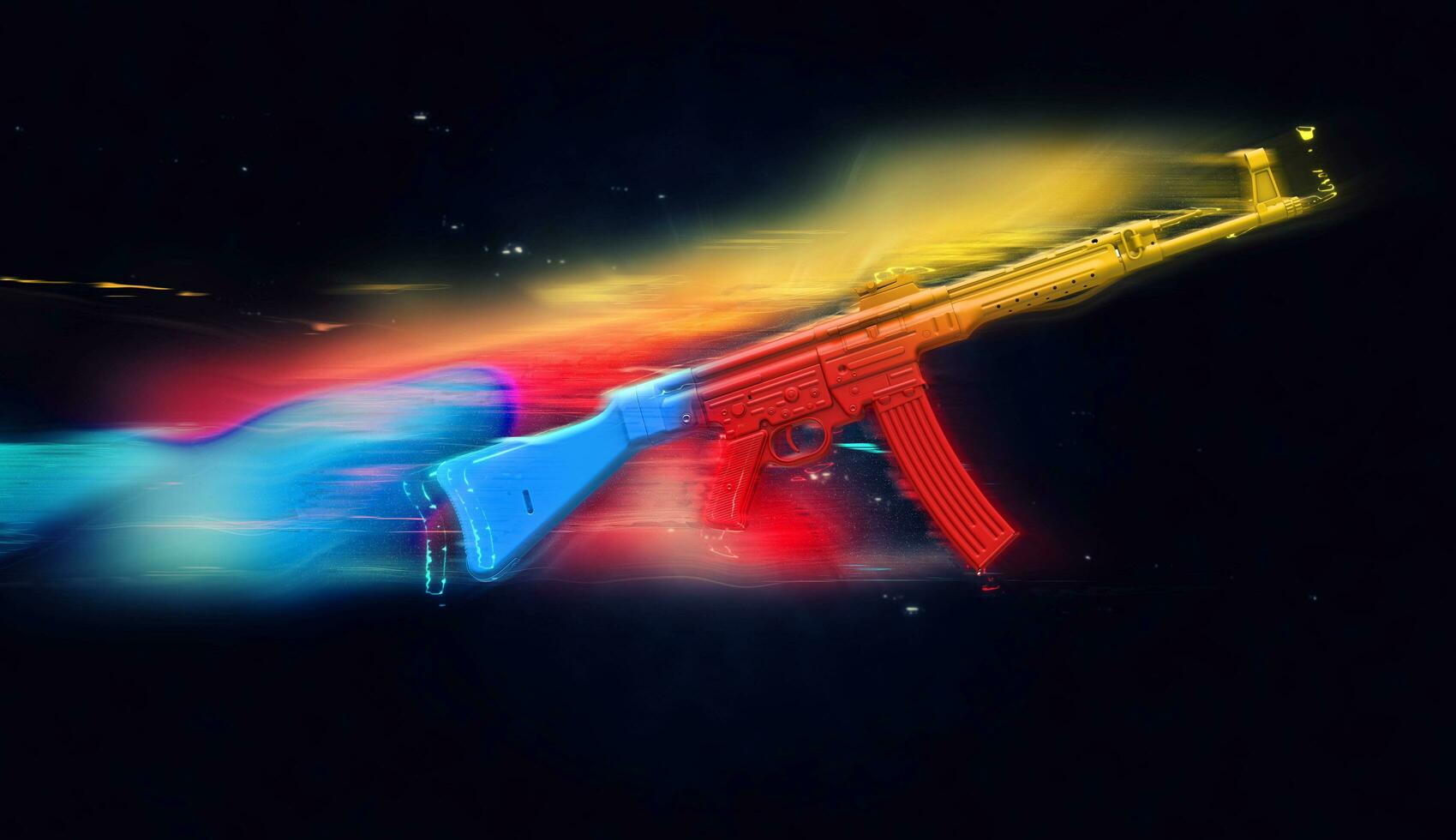 färgrik överfall maskin pistol - kosmisk spår foto