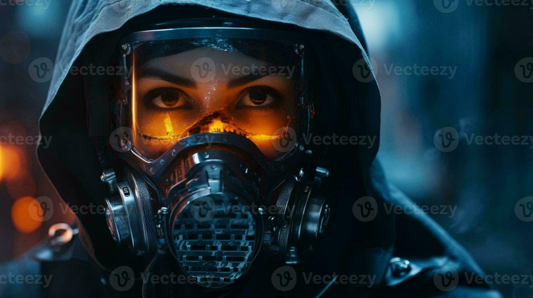 en person bär en gas mask för skydd ai genererad foto