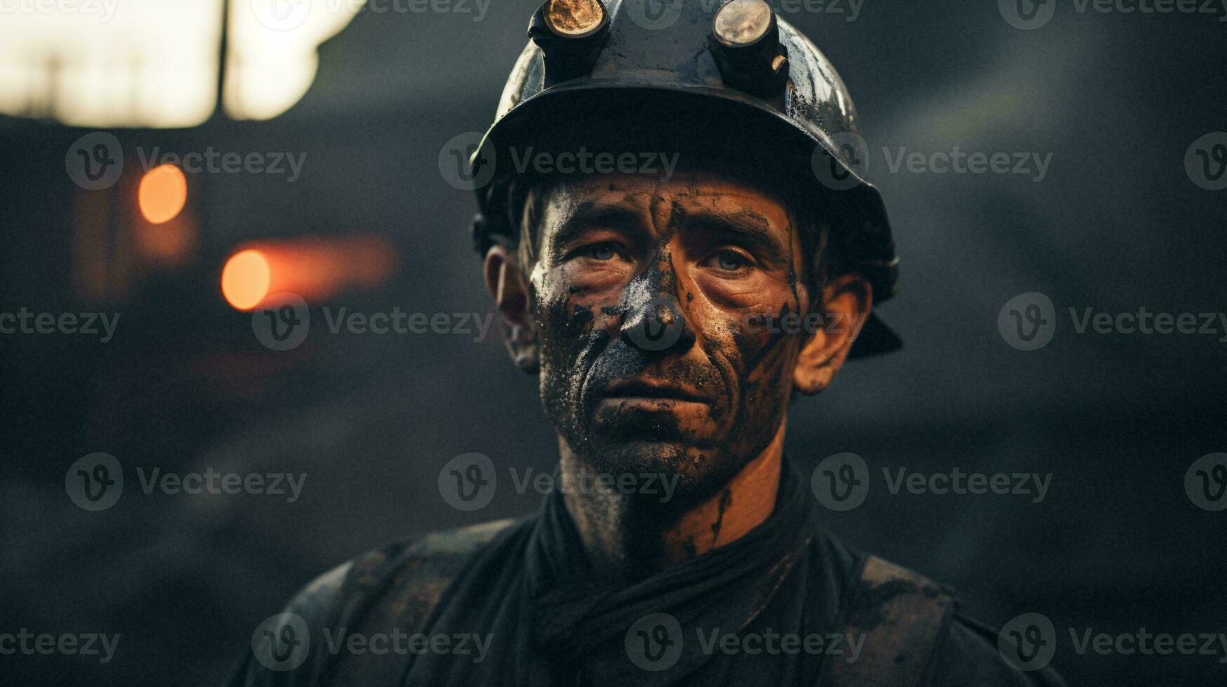 en konstruktion arbetstagare bär en hård hatt och svart skjorta ai genererad foto